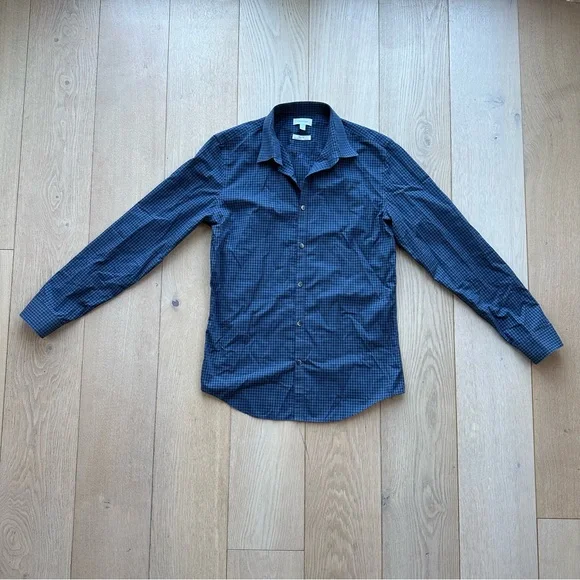 Calvin Klein Men’s Slim Fit & Non-Iron Button Down Blue & Navy Plaid Dress Shirt - Picture 1 of 7